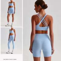 Soutien-gorge de sport croisé au dos pour femme GH, doux, extensible, maintien élevé, idéal pour le yoga, la gym, l'entraînement, le fitness, vêtements de sport, avec logo personnalisé, haut pour femmes
