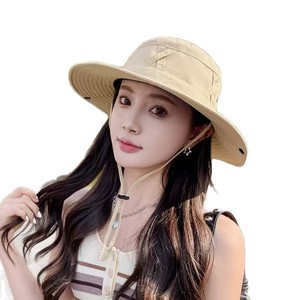 Chapeau de pêcheur pour femmes, printemps-été, protection UV, chapeau de soleil respirant à large bord, casquette de randonnée, couleur unie, polyester - Product Image 5