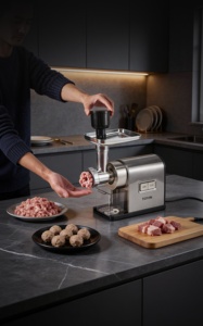 電動家庭用キッチンミートグラインダー＆野菜スライサー 家庭用ソーセージミンサーマシン - Product Image 2