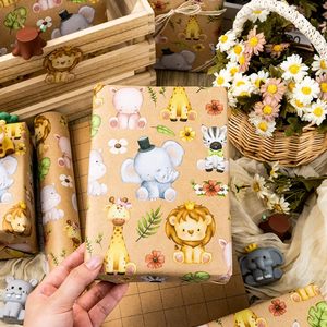 Kraft Baby Shower <b>Wrapping</b> <b>Paper</b> Jungle Animals Lion Giraffe Elephant 46.8 Square Feet Wood Pulp <b>Paper</b> - Product Image 6