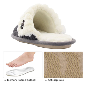Deslizamiento de espuma de memoria de punto cómodo cálido cálido invierno borroso lindo de las mujeres en zapatillas de casa int - Product Image 6