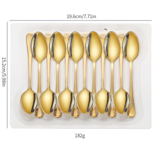 Ensemble de 12 cuillères à dessert en acier inoxydable de luxe pour la cuisine, cuillère à café comestible - Product Image 2