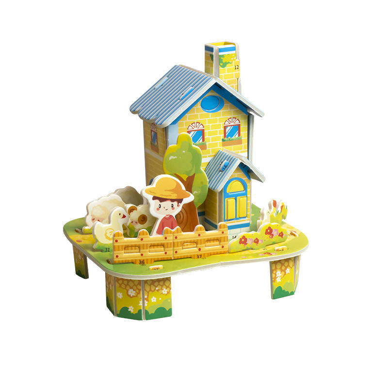 Three-dimensional puzzle-farm villa