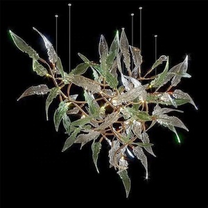 Phong cách hiện đại LED Đèn chùm ánh sáng mặt dây chuyền lớn trong nhà pha lê thủy tinh lá đèn với khung sắt điều khiển từ xa trang trí nhà - Product Image 2