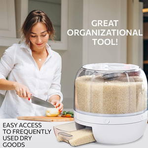 Distributeur de céréales de cuisine, conteneur de stockage de céréales et de riz rotatif à 360 degrés, distributeur de nourriture sèche pour <span class=keywords><strong>lentilles</strong></span>, petits haricots - Product Image 6