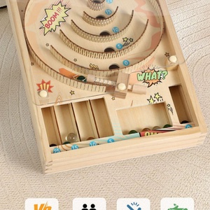 Jeu de table éducatif en bois pour enfants : circuit de billes avec comptage des points, jeu de compétition pour l'entraînement de la coordination œil-main - Product Image 6
