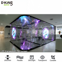 Layar LED Film Kristal Fleksibel P15 Transparan Ultra Tipis Warna Penuh DCI-P3 85% Terlihat di Bawah Sinar Matahari IP54 Tahan Air