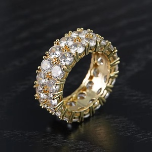 Anillo Hip Hop Iced Out con Baño de Oro 14K y Zirconia Grande para Hombre, Joyería Bling de Latón para Raperos - Product Image 5