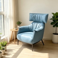 Fauteuil d'appoint pour salon en cuir avec pieds en acier inoxydable, couleur personnalisable, fauteuil de détente moderne pour le mobilier de salon