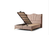 Lit en bois massif de luxe italien, taille king, ensemble de meubles de chambre à coucher modernes avec sommier haut