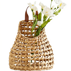 Panier tissé à la main en jacinthe d'eau, style bohème, panier de rangement pour pot de fleurs, décoration de salon - Product Image 1