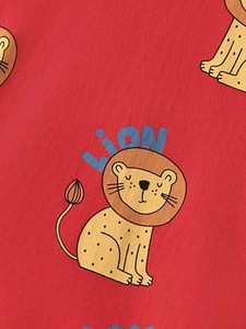 Ensemble <span class=keywords><strong>pyjama</strong></span> imprimé <span class=keywords><strong>lion</strong></span> pour garçons, 2 pièces rouges à manches longues et col rond, vêtements de nuit décontractés pour enfants de 1 à 6 ans - Product Image 3