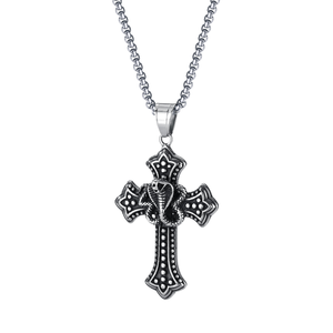 FANKE Youdemei - Collar Personalizado <span class=keywords><strong>de</strong></span> Acero Inoxidable con Colgante <span class=keywords><strong>de</strong></span> <span class=keywords><strong>Cruz</strong></span>, Diseño Punk, Estilo Hip-Hop, Plateado, para Hombre - Product Image 2