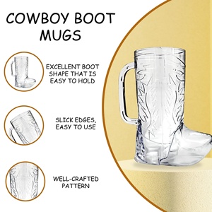 أكواب شاي مبتكرة على شكل أحذية رعاة البقر البلاستيكية الصغيرة، أكواب شوت للبيرة سعة 16 أونصة قابلة لإعادة الاستخدام، أكواب حفلات إبداعية مخصصة - Product Image 5