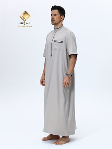 THOUB HARAMAIN PARA HOMBRE, Cierre de Cuatro Botones a Presión, Elegante Diseño de Cuello Alto y Manga Corta Túnica de oración árabe para hombre. - Product Image 3