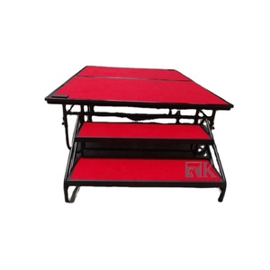 Red Carpeted Finish <b>Platform</b> <b>Stage</b> Conferences Steel Folding <b>Stage</b> - Product Image 1