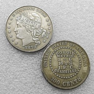 1878,1879 Amerika Serikat 1 Dolar "Goloid Metric Dollar" Koin Peringatan Gaya Antik, Hadiah, Dekorasi Rumah - Product Image 2