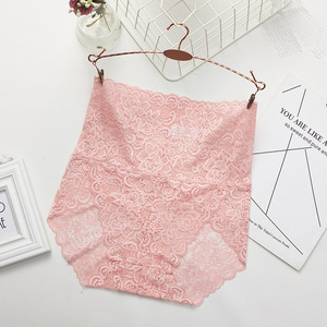 Culottes en dentelle pour femmes, taille haute, sexy, transparentes, G-STRING, grande taille, hanches, abdomen, sans couture, antibactériennes, respirantes, en pur coton - Product Image 3