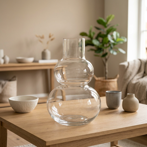 Vase de table en verre transparent, rond, décoratif, pour fleurs, centre de table moderne pour le salon - Product Image 3