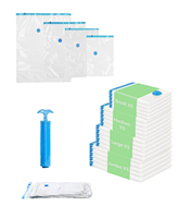 Sacs de compression sous vide transparents multi-tailles, lot de 20 – Pompe manuelle incluse, hermétiques, écologiques et recyclables pour le rangement saisonnier