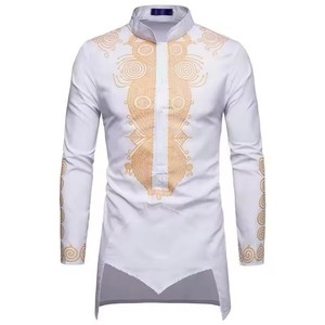 Ropa Islámica de Lujo para Hombre, <span class=keywords><strong>Camisa</strong></span> de Manga Larga con Cuello Alto Estampado, Kurta Thobe, Ropa Musulmana Masculina - Product Image 6