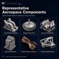 Conjunto de paletas de turbina curvas de metal impresas en 3D para rutas de flujo de alta temperatura en la industria aeroespacial