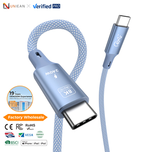 โรงงาน UNIEAN ขายส่งสาย USB 2 เมตร 3 เมตร 8K Type C ชาร์จเร็ว 4.0 USB C TOC 40Gbps สายดาต้าสำหรับ <span class=keywords><strong>iPhone</strong></span> หุ้มด้วยไนลอน - Product Image 1