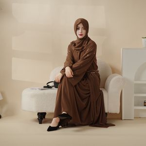 थोक सुरुचिपूर्ण महिलाओं के कपड़े कढ़ाई लिनन अबाया ओपन डुबाई ड्रेस और वसंत ऋतु के मौसम के लिए एंटी-स्टैटिक लुबल - Product Image 5