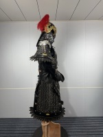 Manteau de soldat chinois ancien pour homme, costume de guerrier noir, plume rouge, casque de bête dorée, reconstitution historique