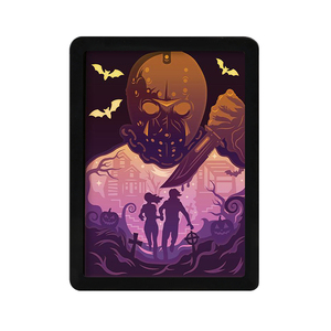 2025 Ventas directas de fábrica Marco de escritorio para el hogar Luz Película de terror americana Jason Voorhees Luz de talla de papel 3D - Product Image 1
