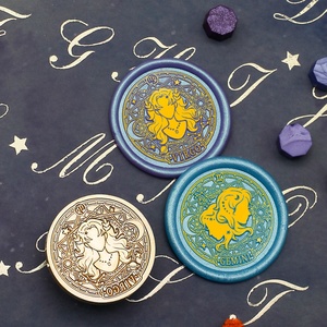 Juego <span class=keywords><strong>completo</strong></span> de 12 signos del zodiaco, sello de cera con tema mágico, cabezales de latón macizo para horóscopo, regalo de cumpleaños, cera de sellado, estilo místico DIY - Product Image 5