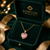 LUOYUNE Collier Cœur Exquis Plaqué Or 18K avec Pendentif Délicat en Cristal Pavé de Strass, Bijou Bohème Tendance pour Mariage et Fête