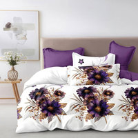 Ensemble de housse de couette imprimé de luxe 4 pièces personnalisé 100% tissu en microfibre de polyester motif floral 300TC écologique confortable
