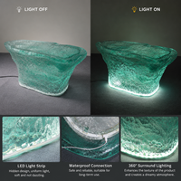 Comptoir de bar moderne en résine lumineuse à LED, translucide, texture vague d'eau, mobilier de boîte de nuit