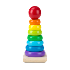 Anneau en bois jouet empilable pour enfants meilleurs cadeaux de noël d'anniversaire pour <span class=keywords><strong>1</strong></span> <span class=keywords><strong>2</strong></span> 3 4 ans garçon fille enfant en bas âge jouets arc-en-ciel tour en bois
