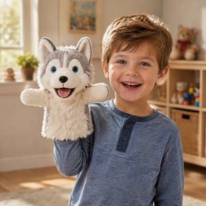 Marioneta de Mano de Peluche <span class=keywords><strong>con</strong></span> Forma de Perro, Juguete de Marioneta de Animal de Dibujos Animados, Marioneta de Mano Educativa e Interactiva Personalizada, Regalos de Accesorios para Niños - Product Image 2