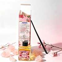 Coffret Cadeau Diffuseur à Bâtonnets Personnalisé Marque Privée Parfum Rose 120ml Sans Alcool Longue Durée Aromathérapie Fraîche Bouteille en Verre Maison