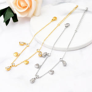 <span class=keywords><strong>In</strong></span> stock! 2023 Summer Beach Jewelry cavigliera cavigliere con ciondolo <span class=keywords><strong>in</strong></span> zircone a cuore <span class=keywords><strong>in</strong></span> acciaio inossidabile placcato oro 18 carati per le donne - Product Image 2