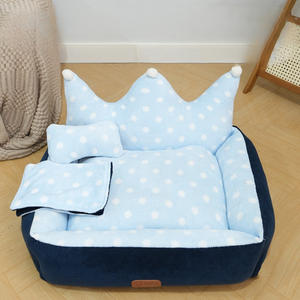 2024 Offre Spéciale écologique lavable <span class=keywords><strong>chien</strong></span>/chat nid lit <span class=keywords><strong>Super</strong></span> doux bleu canapés Durable hiver chaud chauffage caractéristique solide motif - Product Image 2