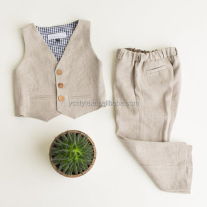 Baby <strong>Suit</strong> <strong>Boys</strong> High Quality Formal Children's Clothing with Wooden Button <strong>Boys</strong> Outfits (Vest+Pants) - Product Image 1