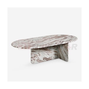 Mesa de Centro de Mármol Natural de Diseño Personalizado, Moderna, Minimalista, de Piedra Irregular para Sala de Estar de Villa - Product Image 2