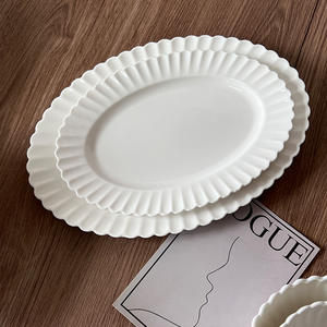 Série de vaisselle en céramique gaufrée au <span class=keywords><strong>chrysanthème</strong></span>-Assiettes à vaisselle comprenant des bols à soupe à dessert plat et peu profond - Product Image 2