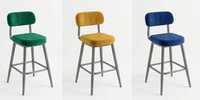 Tabouret de bar moderne en velours et similicuir, rembourré, très résistant, avec pieds en métal, pour cuisine, café, bar à domicile, salon, école