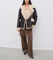 Abrigo grueso de piel Toscana para mujer, solapa grande, pelo rizado, ropa de abrigo informal de invierno, cierre de un solo pecho, forro de seda transpirable