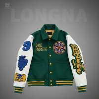 Vestes de baseball universitaires personnalisées en gros, unisexes, avec patch en chenille, en laine et viscose, style décontracté, ouverture frontale, pour l'hiver