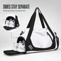 Sac de sport avec compartiment à chaussures, poche avant zippée, sangle d'épaule réglable et passant pour bagage, idéal pour le yoga, les voyages, le sport et le fitness