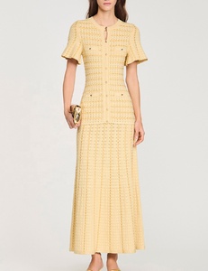 OUDINA 2026 Venta al por Mayor, Nuevo Vestido Largo de Punto con Pedrería, Cuello Redondo, Manga Corta, Elegante y Sofisticado <span class=keywords><strong>para</strong></span> Mujer - Product Image 3