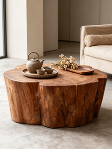 <span class=keywords><strong>Tavolino</strong></span> da Caffè in <span class=keywords><strong>Legno</strong></span> Massello Stile Zen Wabi-sabi Mid-century, Sgabello/Tronco in <span class=keywords><strong>Legno</strong></span> Creativo a Forma Naturale Ispirato agli Alberi per Ville - Product Image 1