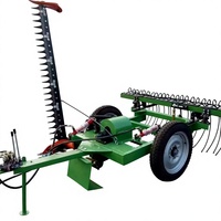 Râteau à foin combiné pour tondeuse, attache tracteur, largeur de travail 1400 mm, compatible 12-20 CV, équipement agricole intégré pour la coupe et le ramassage de l'herbe