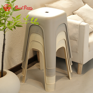 Pearl River Stackable Plastic Chair Modern Minimalist Design Non-Slip <b>Pads</b> Living Room Furniture - Product Image 6